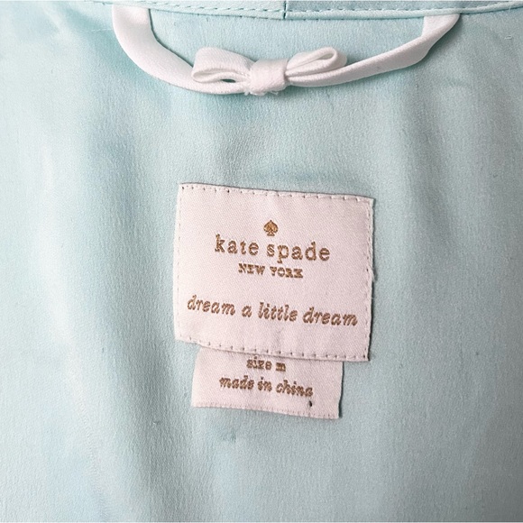 KATE SPADE “DREAM A LITTLE DREAM” TIFFANYS BLUE SATIN EMBROIDERED ROBE - Picture 6 of 6